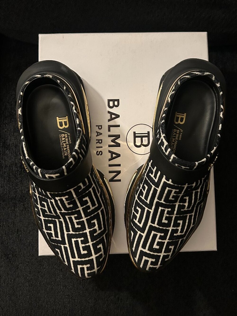 Women 100% Authentic Balmain Paris Bold Mule Monogram Sneaker/Shoe